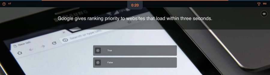 A live Playerence quiz question on screen
